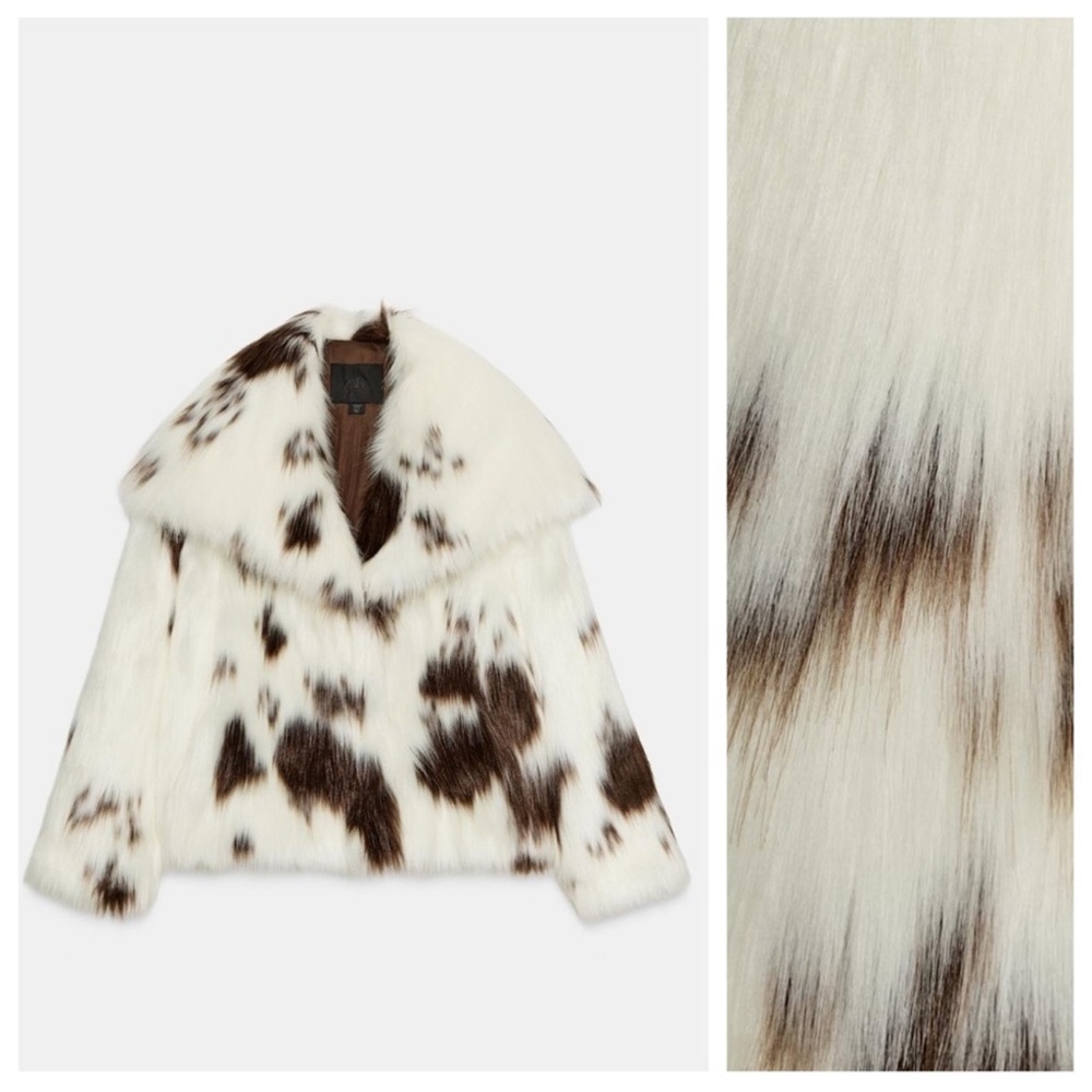SHORT FAUX FUR ANIMAL PRINT COAT - Picture 2 of 8
